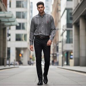 Ralph Lauren Tilden Button-Down Shirt Men’s Medium Black Red Check Long Sleeve